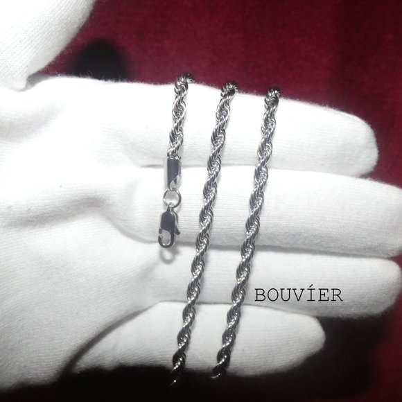 18K Solid White Gold 5mm Rope Chain - Picture 3 of 4